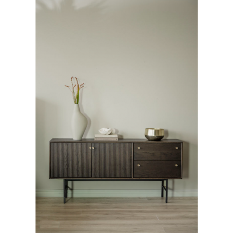 ROWICO Clearbrook sideboard 160 brown oak/black metal